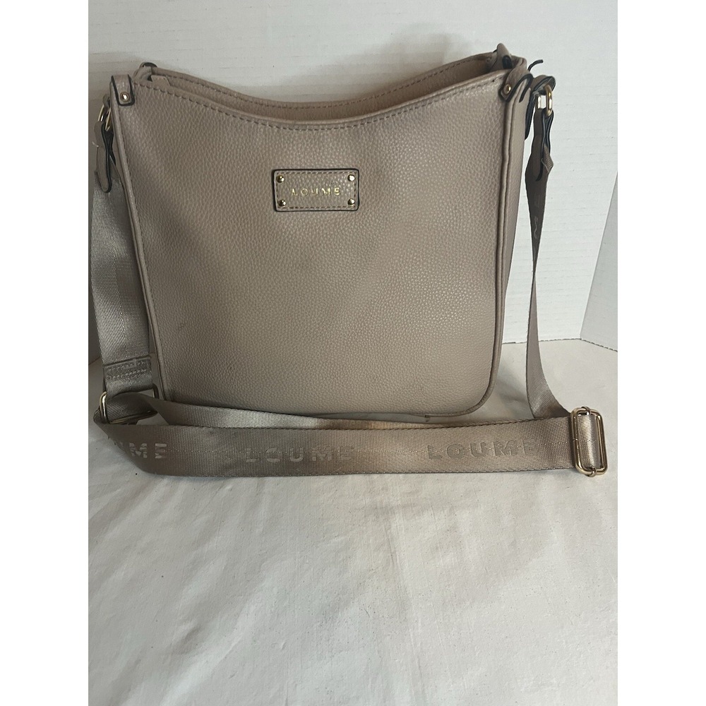 Loume Womens Cream Color Purse With Crossbody Strap 10 1/4X11 X4 at Bottom.